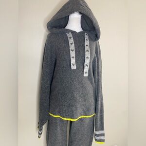NWT! VINTAGE HAVANA Gray Knitted Sweater Loungewear Hoodie Set - Size L